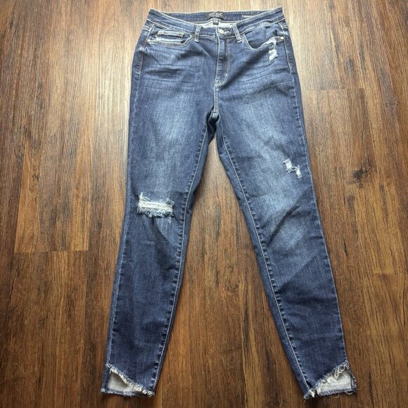 Judy Blue Skinny Fit Jeans JB82326 Destroyed Medium Wash Raw Hem Size 11/30 - Picture 1 of 11